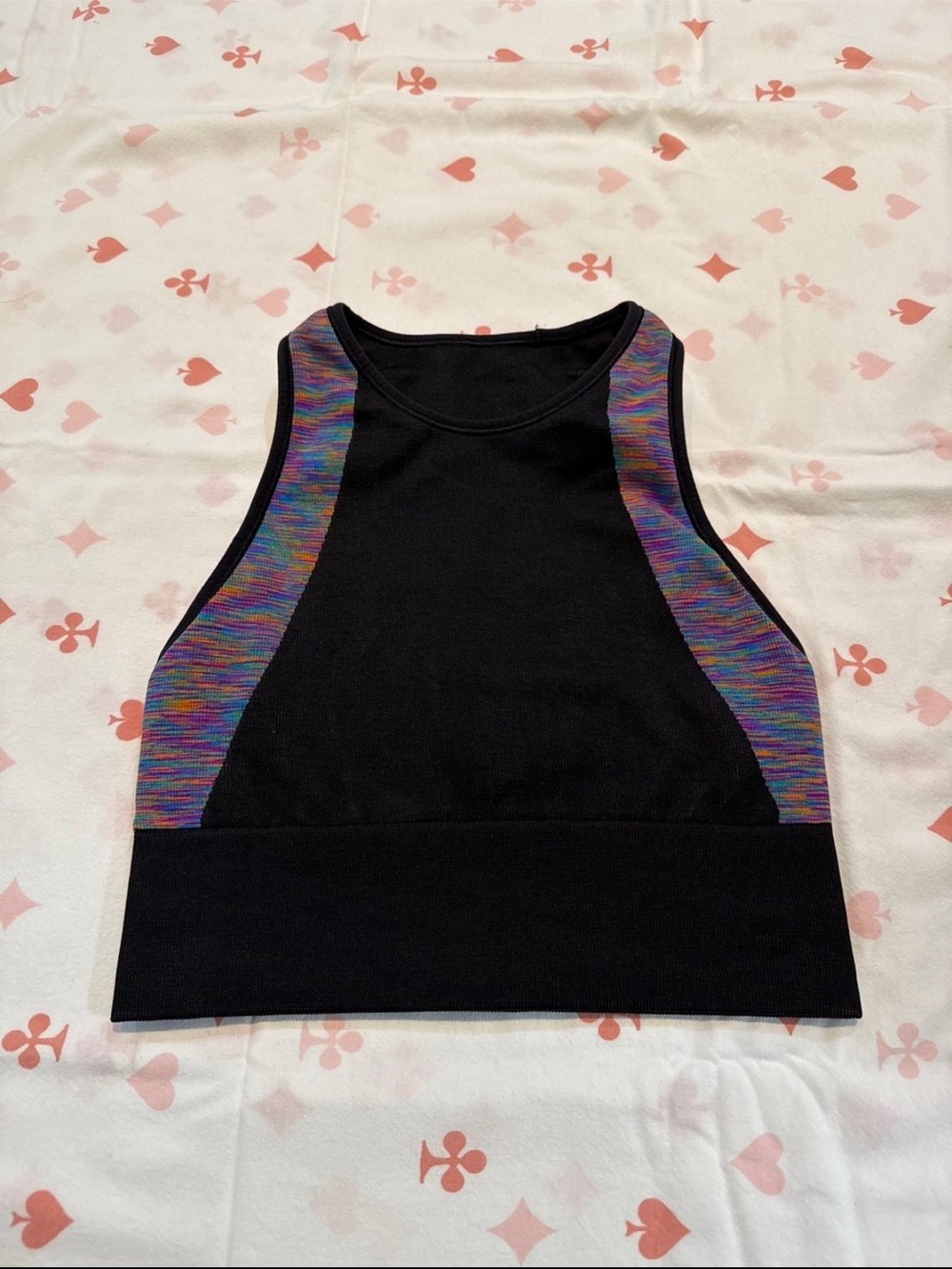 Lululemon Black Multicolor Tank Top Sports Bra Size 6